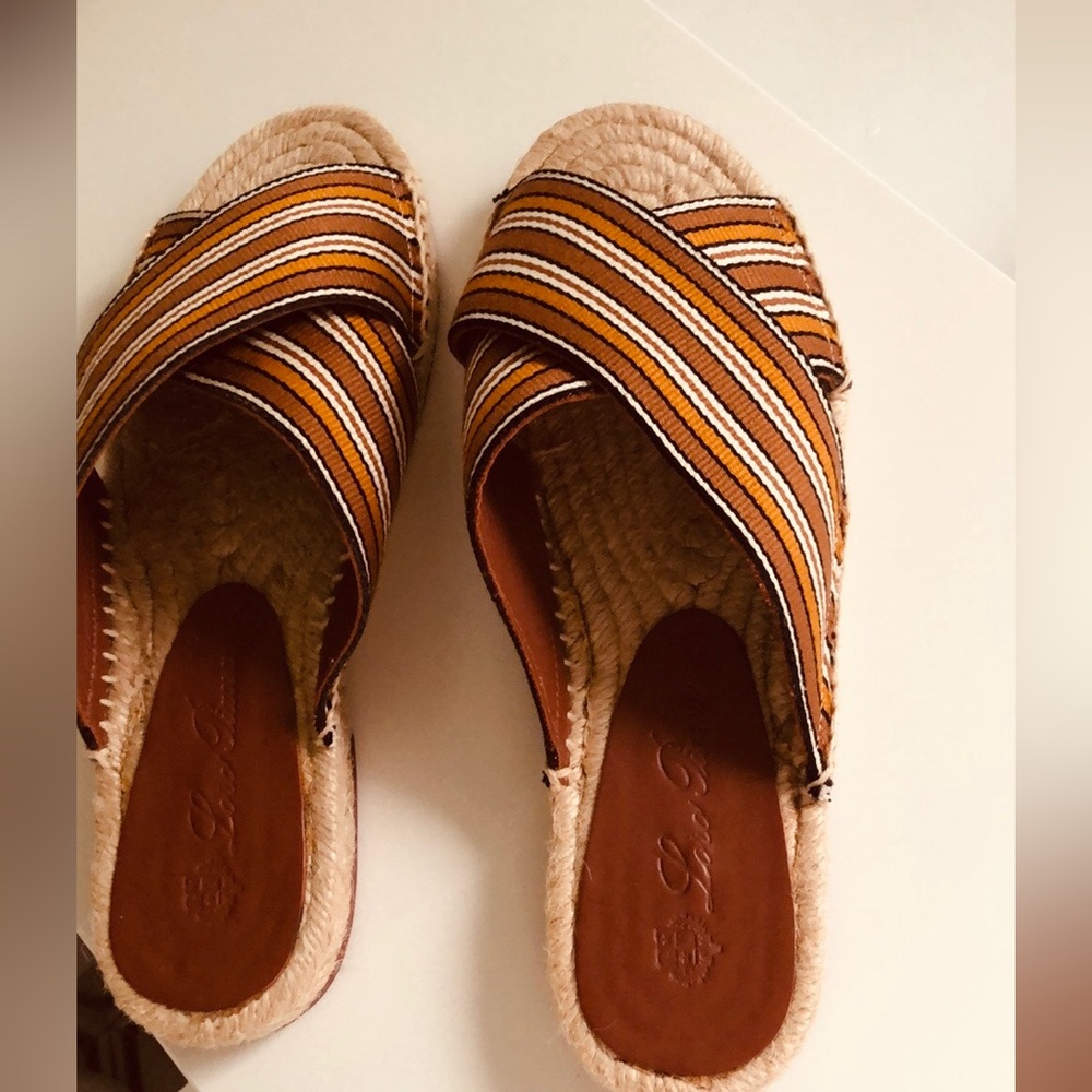 GIFTABLE NWOT Loro Piana Crossover Suitcase Striped Canvas Espadrille Slides . - Picture 7 of 12